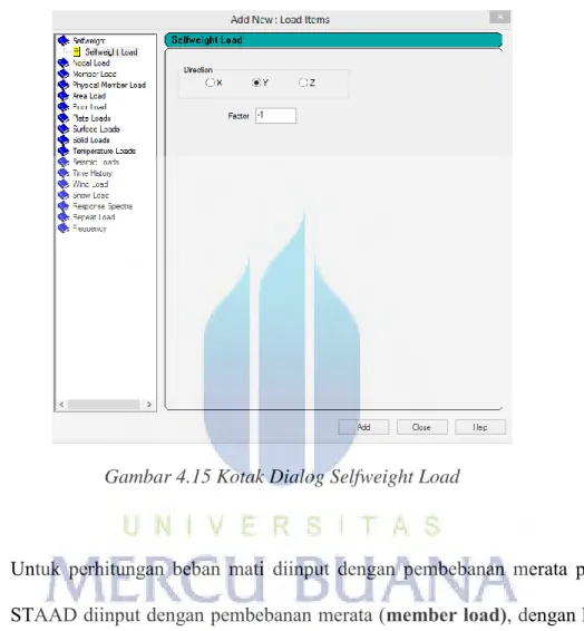 Gambar 4.15 Kotak Dialog Selfweight Load 