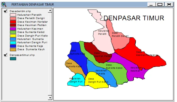 Gambar 2. Hasil Digitasi Peta Digital Denpasar Timur 