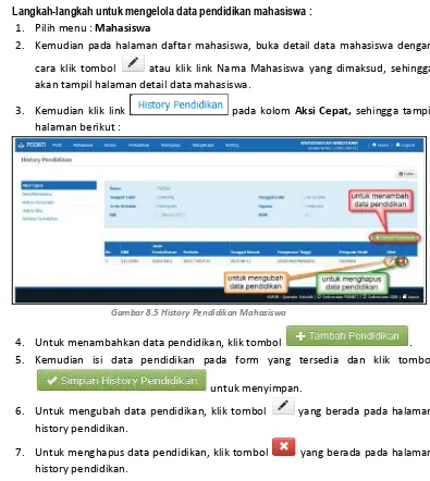 Gambar 8.5 History Pendidikan Mahasiswa 