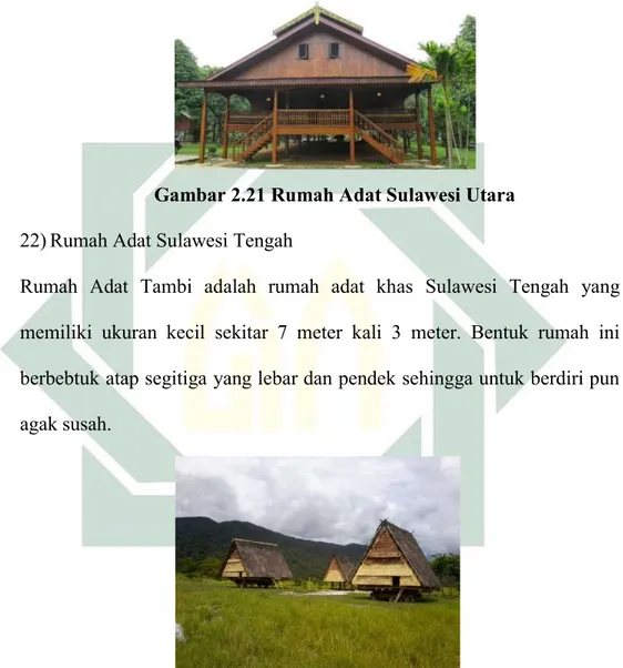Gambar 2.21 Rumah Adat Sulawesi Utara  22) Rumah Adat Sulawesi Tengah 