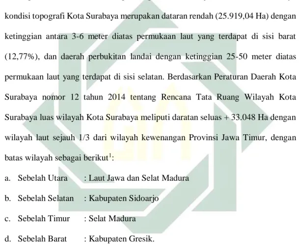 Tabel 3.1. Luas Wilayah Kota Surabaya Berdasarkan Kecamatan 