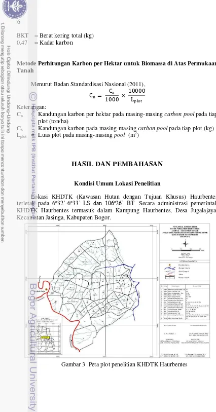 Gambar 3  Peta plot penelitian KHDTK Haurbentes 