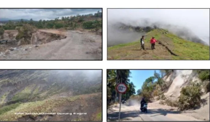 Gambar 1. Gerakan tanah dipicu gempabumi  Lombok  2018  (Foto:  Badan  Geologi  dan  TNGR)
