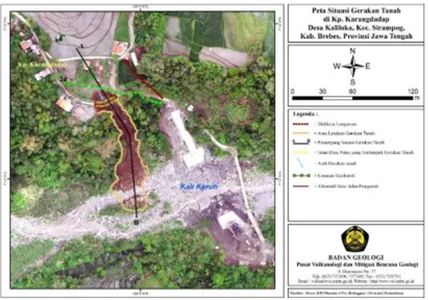 Gambar 8. Penampang Geolistrik pada lokasi  gerakan  tanah  di  Desa  Kaliloka  Kecamatan  Sirampog, Kabupaten Brebes, Jawa Tengah 