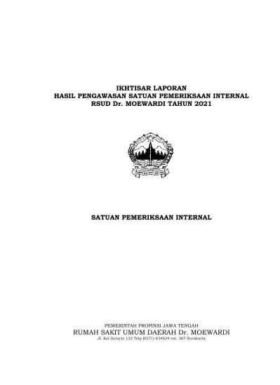 IKHTISAR LAPORAN HASIL PENGAWASAN SATUAN PEMERIKSAAN INTERNAL RSUD Dr ...