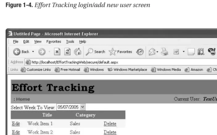 Figure 1-4. Effort Tracking login/add new user screen