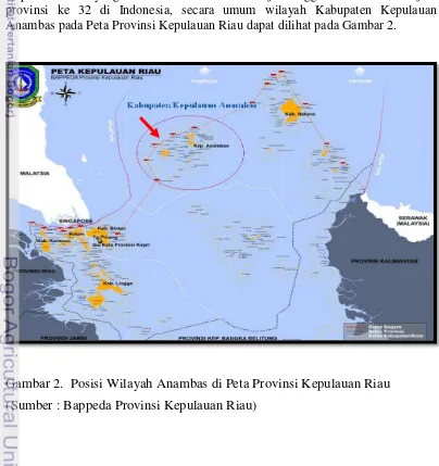 Gambar 2.  Posisi Wilayah Anambas di Peta Provinsi Kepulauan Riau 