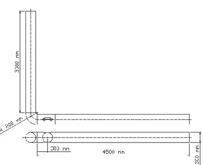 Gambar 3.1 Geometri pipa dengan bukaan valve 0 o  horizontal 