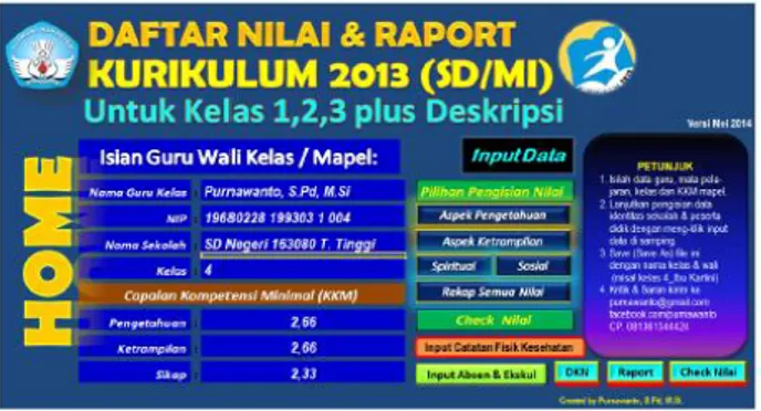 Gambar 4.1 Contoh Aplikasi Raport Kurikulum 2013 