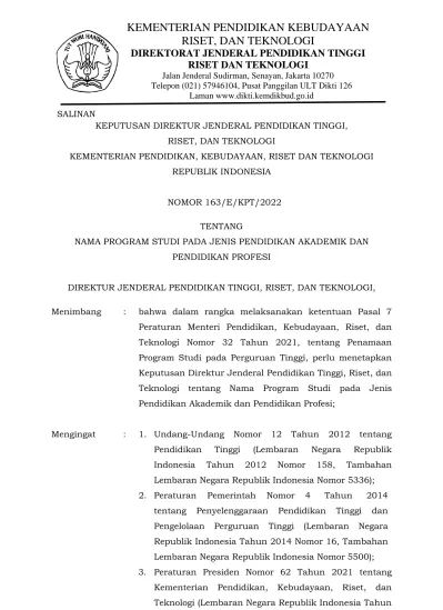 KEMENTERIAN PENDIDIKAN KEBUDAYAAN RISET, DAN TEKNOLOGI