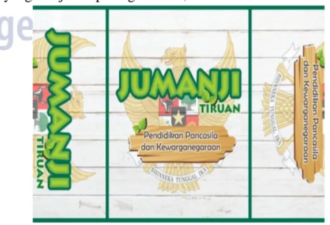 Gambar 1 Papan Jumanji Tiruan bagian depan  Pada  tampilan  papan  bagian  depan  hanya  sebagai  sampul  dari  game  Jumanji  Tiruan  saja