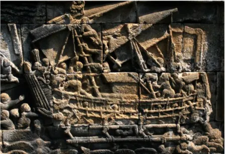 Foto 2. Relief Perahu Besar di Candi Borobudur (dok. Ery Sudewo)