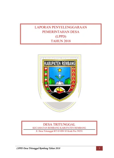 LAPORAN PENYELENGGARAAN PEMERINTAHAN DESA (LPPD) TAHUN 2018