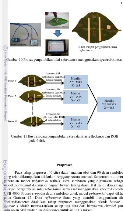 Gambar 10 Proses pengambilan nilai reflectance menggunakan spektrofotmeter 
