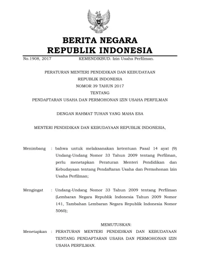 No.1908, 2017 BERITA NEGARA REPUBLIK INDONESIA KEMENDIKBUD. Izin Usaha ...