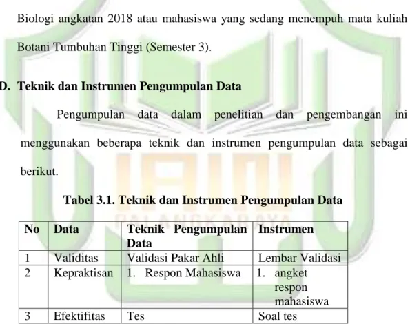 Tabel 3.1. Teknik dan Instrumen Pengumpulan Data 