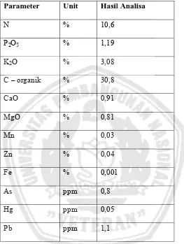 Tabel 4.3. PTParameter hhasil terbaik  Pupuk caair limbah ekkstraksi nilaam dengan 