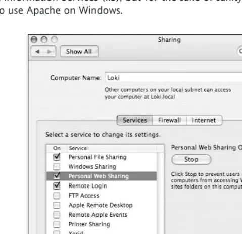 Figure 1-4. Mac OS X keeps Apache simple. 