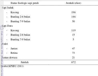 Tabel 1  Jumlah sapi perah di Desa Sukajaya KPSBU Lembang 