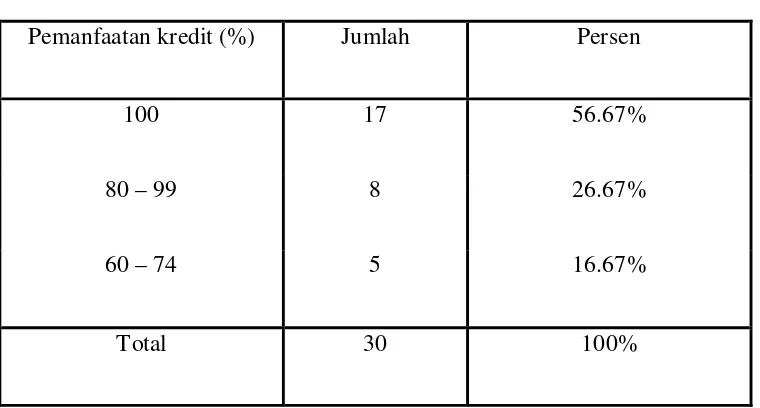 Tabel 4.8 Pemanfaatan Kredit 