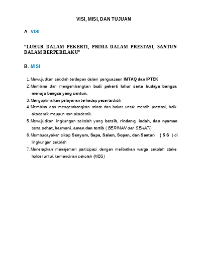 Visi Misi Dan Tujuan LUHUR DALAM PEKERTI