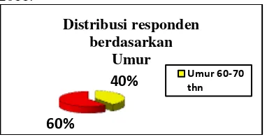 Gambar 1. Diagram Pie Distribusi Responden Berdasarkan Umur Lansia Hipertensi di UPT Pelayanan Sosial Lanjut Usia Pasuruan Kabupaten Lamongan,tahun 2011