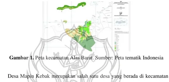Gambar 1. Peta kecamatan Alas Barat. Sumber: Peta tematik Indonesia  
