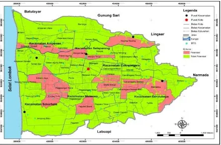 Gambar 6. Peta Overlay berdasarkan persepsi informan Pemerintah dan persepsi informan  Masyarakat di kota Mataram 