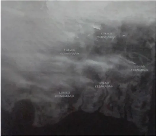 Gambar 2. Citra satelit titik api kebakaran hutan dan lahan di Kalimantan Tengah   dan Selatan (LAPAN) 