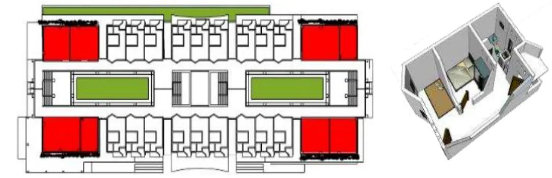 Gambar 3. Tata ruang dalam dan unit hunian rumah susun 