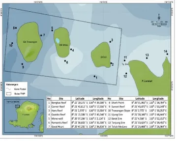 Gambar 1. Peta Lokasi Penelitian di Taman Wisata Perairan Gili Matra. 