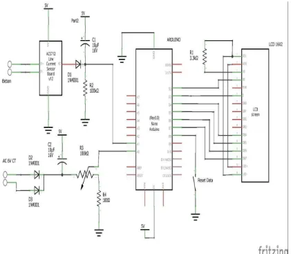 Gambar 3.1 Skema Rangkaian Prototype kWh Meter Digital 