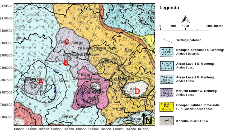 Gambar 3 .  Suhu permukaan tanah Kawah Wurung dengan waktu akuisisi yang berbeda yaitu (a) 24 Mei 2015, (b) 28 Agustus 2015, (c) 26 Mei 2016, (d) 11 Juni 2016 dan (e) 29 Juli 2016