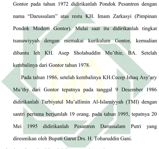Tabel 3.1 Struktur Organisasi Pondok Pesantren Darussalam 