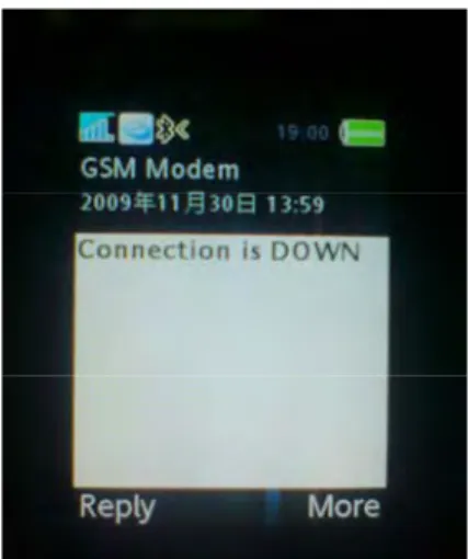 Gambar 4.31 dibawah ini menunjukkan SMS yang dikirimkan oleh  sistem ke nomor handphone network administrator : 