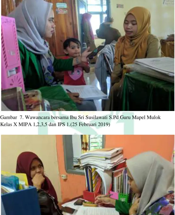 Gambar  8. Wawancara bersama Ibu Nurismi Sudirman S.Pd., M.Pd Wakasek    Kurikulum. (25 Februari 2019