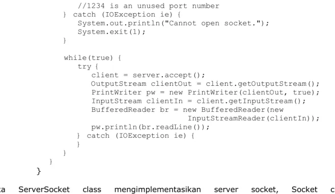 Tabel 1.2.1c: Konstruktor Socket