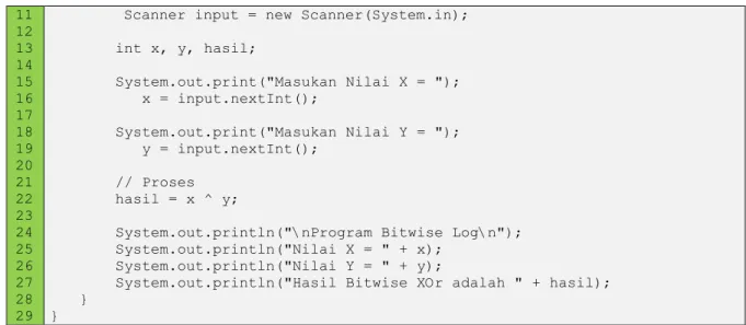 Gambar 3.14.  Hasil Program Lat313java 3.7.6 Operator Bitwise ~ ( Not )