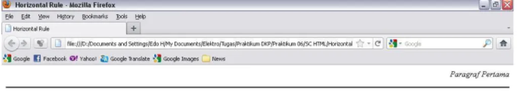 Gambar  7.10  Screenshoot  Tag  Horizontal  Rule  Source  code dari halaman web di atas yaitu: 