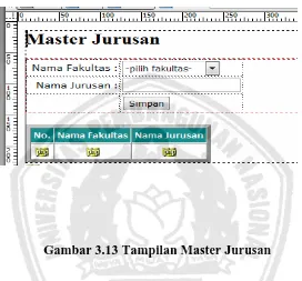 Gambar 3.13 Tampilan Master Jurusan 
