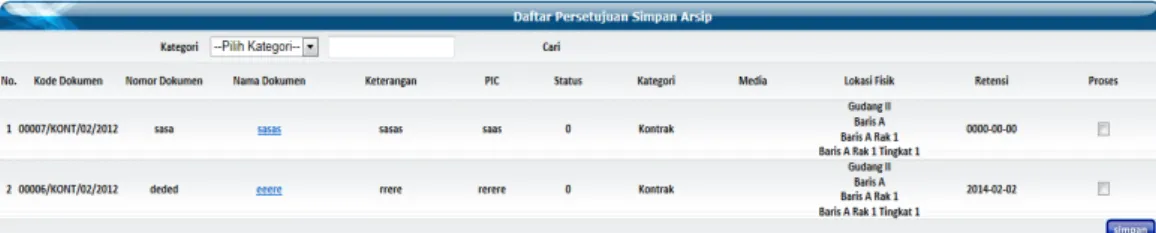 Gambar 4.2. Halaman Persetujuan Simpan  Penggalan skrip Persetujuan Simpan; 