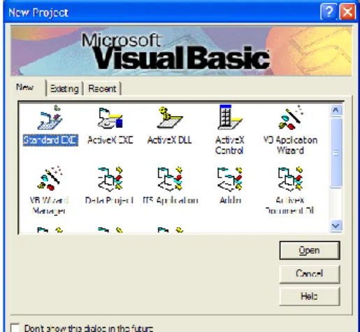 Gambar 2.1 Kotak Dialog New Project  2.3.2 Sejarah Visual Basic 