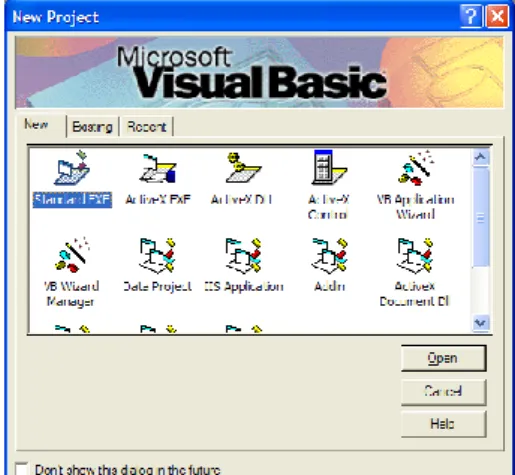 Gambar 2.1 Kotak Dialog New Project  2.3.2 Sejarah Visual Basic 