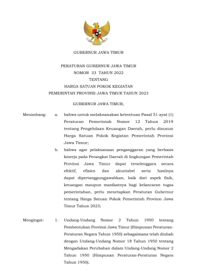 GUBERNUR JAWA TIMUR PERATURAN GUBERNUR JAWA TIMUR NOMOR 33 TAHUN 2022 ...