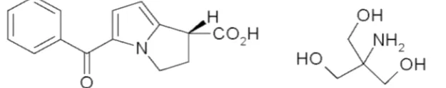 Figure 1 . Structural formulae for ketorolactromethamine (MW=376.4) 