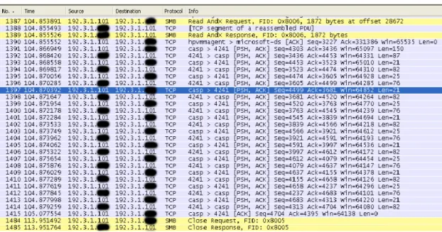 Gambar 3.3 Live Capture Update Data SISPA (Untuk alasan keamanan IP Server  dirahasiakan) 
