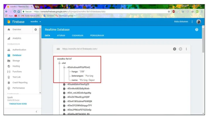 Gambar 6. Implementasi Skema Tree Database 