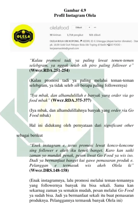 Gambar 4.9  Profil Instagram Olela 