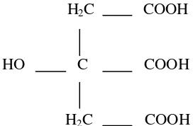 Gambar 3. Struktur Molekul Asam Sitrat (Anonimousc, 2006) 