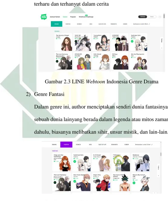 Gambar 2.3 LINE Webtoon Indonesia Genre Drama  2)  Genre Fantasi 